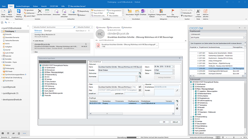 CYCOT OM Outlook-Schnittstelle